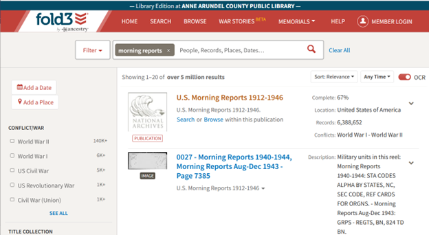 U.S, Morning Reports search page