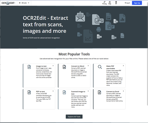 OCR2Edit homepage