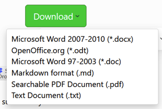 Aspose format for download was selectable from a drop-down menu.