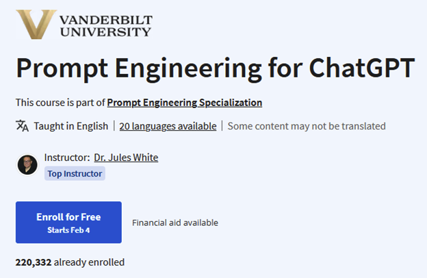 Coursera Prompt Engineering for ChatGPT image