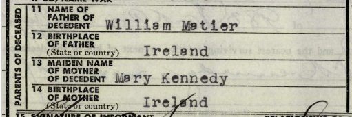 Amelia MATIER Small’s death certificate (New York City Municipal Archives D-Q-1946-0009408)