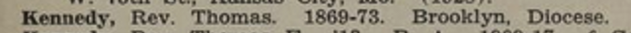 Entry for Rev. Thomas Kennedy in St. Bonaventure's Alumni Directory
