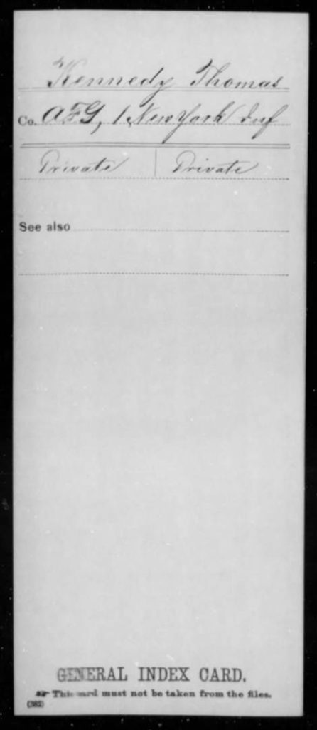 Compiled Military Service Record (CMSR) Index for Kennedy, Thomas