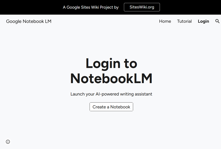 NotebookLM Login Page