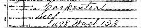 Excerpt from WWI Draft Record