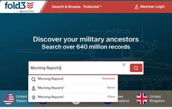 Search Fold3 Homepage for Morning Reports
