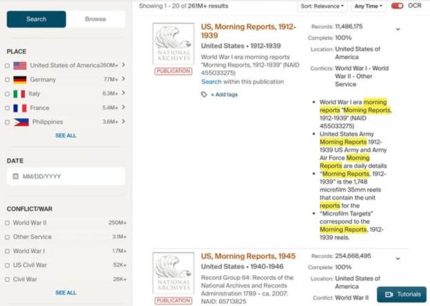 Search result from Home Page for Morning Reports