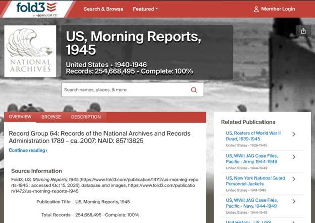 US Morning Reports 1945 Publication Page